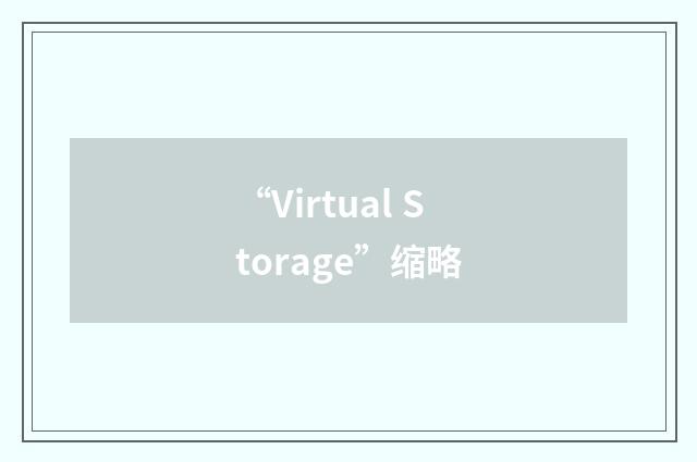 “Virtual Storage”缩略