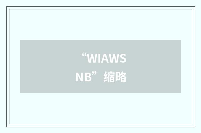“WIAWSNB”缩略