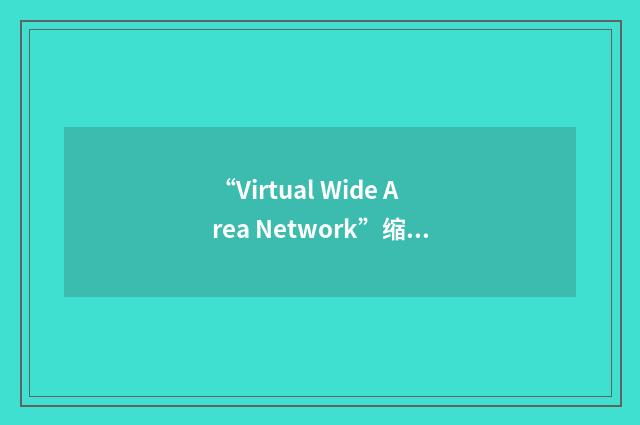 “Virtual Wide Area Network”缩略