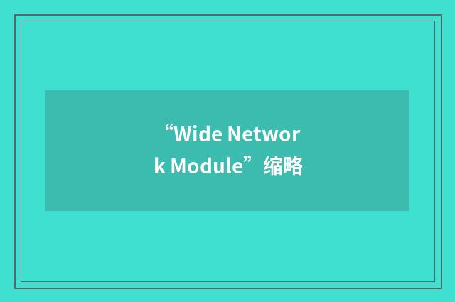 “Wide Network Module”缩略