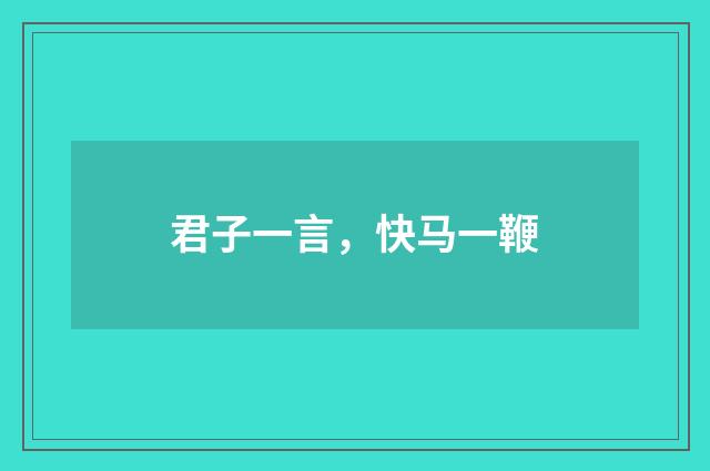 君子一言,快马一鞭