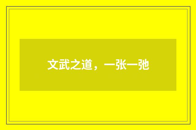 文武之道，一张一弛