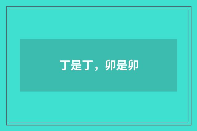 丁是丁，卯是卯
