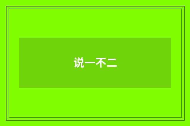 说一不二