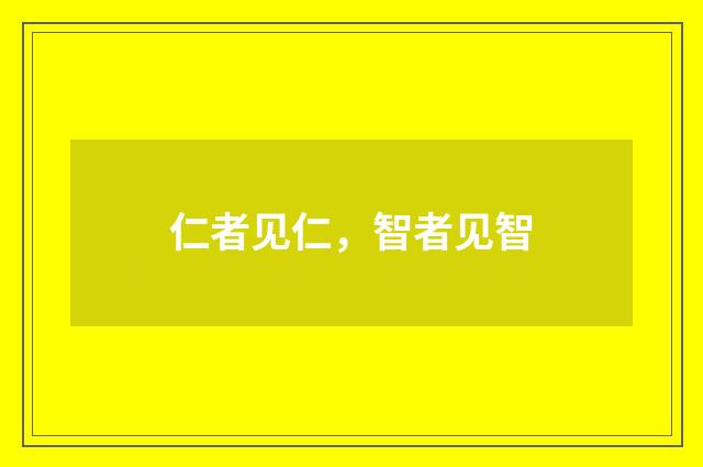 仁者见仁,智者见智