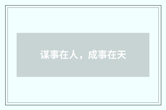 谋事在人，成事在天