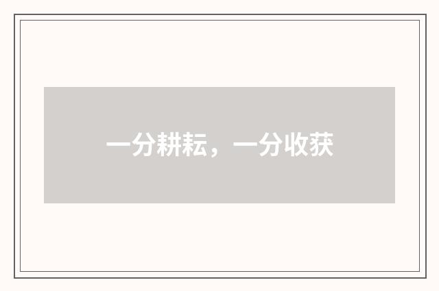 一分耕耘，一分收获