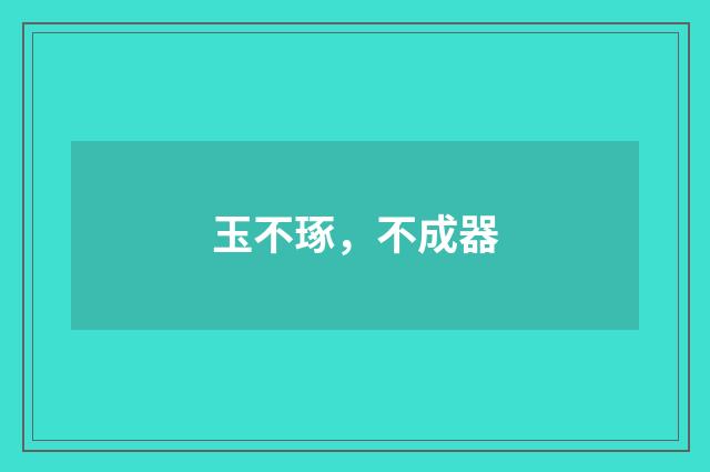 玉不琢，不成器