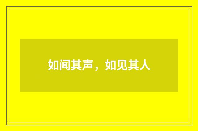 如闻其声,如见其人