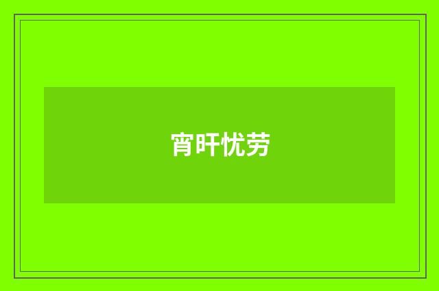 宵旰忧劳