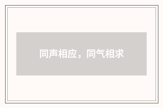 同声相应,同气相求