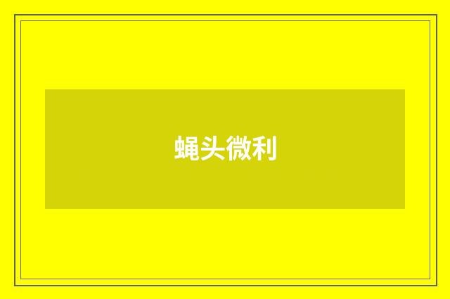 蝇头微利