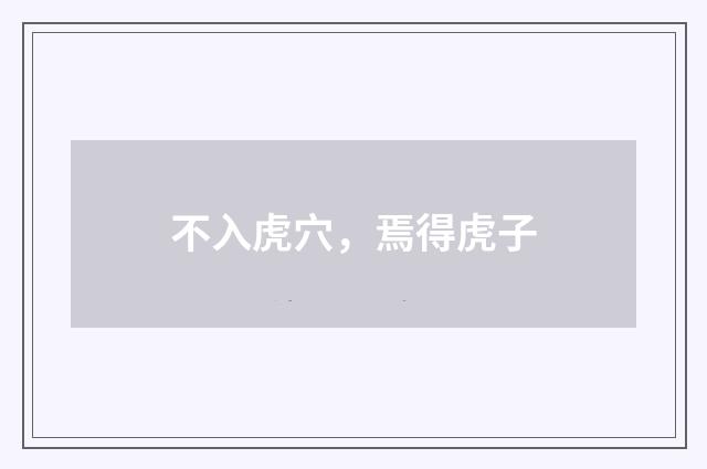 不入虎穴，焉得虎子