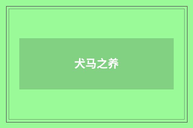 犬马之养