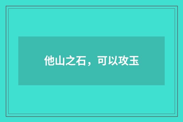 他山之石,可以攻玉