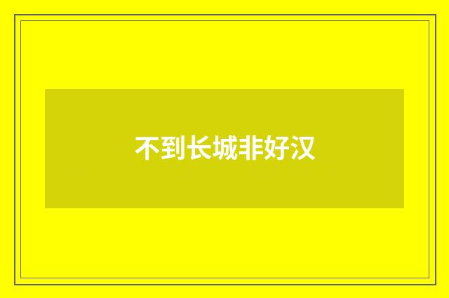 不到长城非好汉
