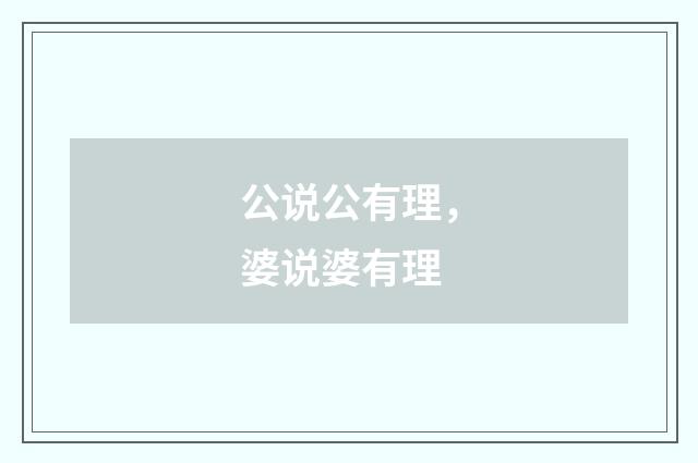 公说公有理,婆说婆有理