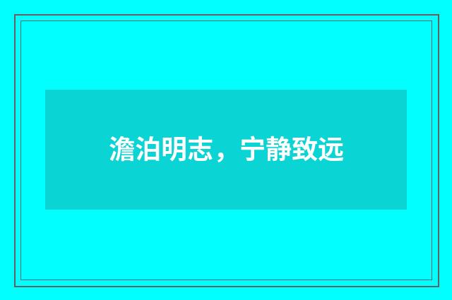 澹泊明志，宁静致远