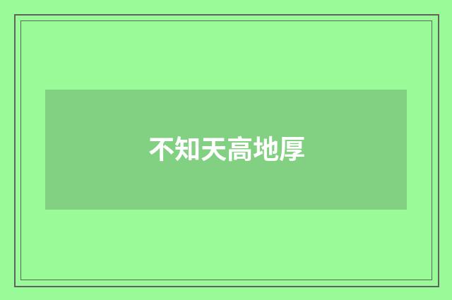 不知天高地厚