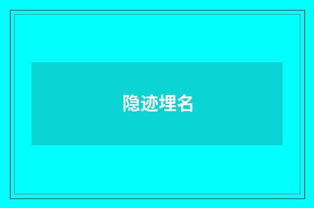 隐迹埋名