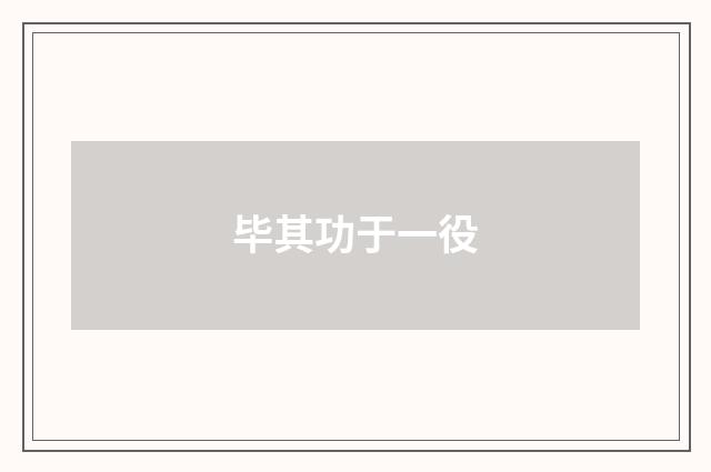 毕其功于一役