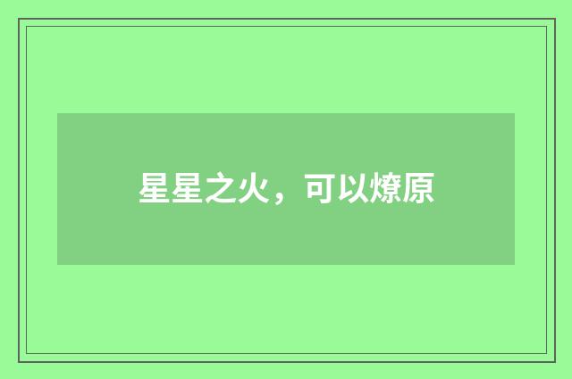 星星之火,可以燎原