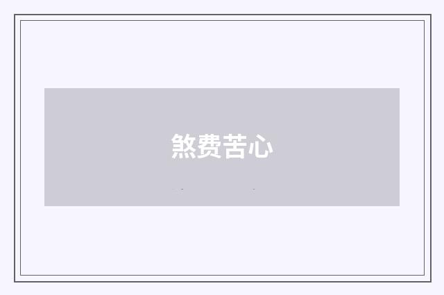 煞费苦心