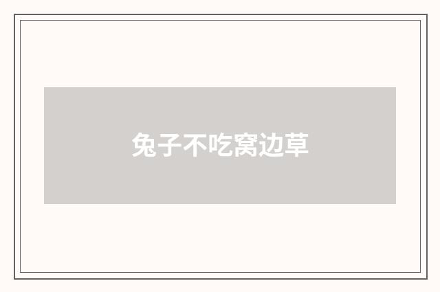 兔子不吃窝边草