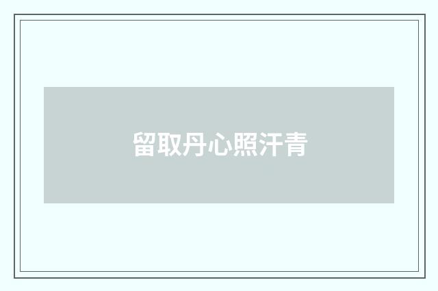 留取丹心照汗青