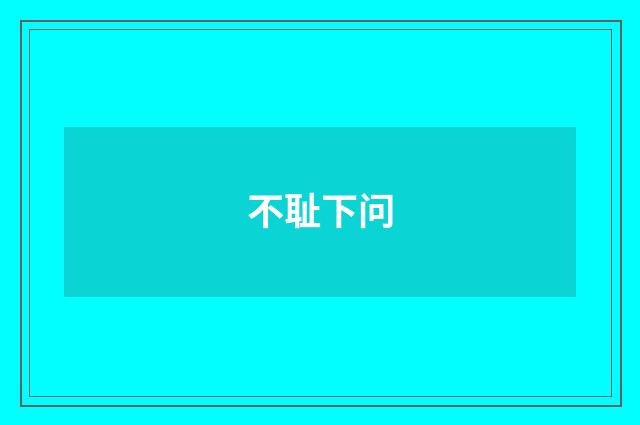 不耻下问