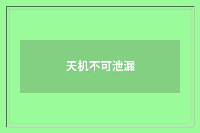 天机不可泄漏