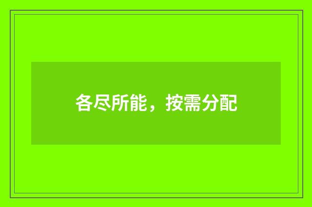 各尽所能，按需分配