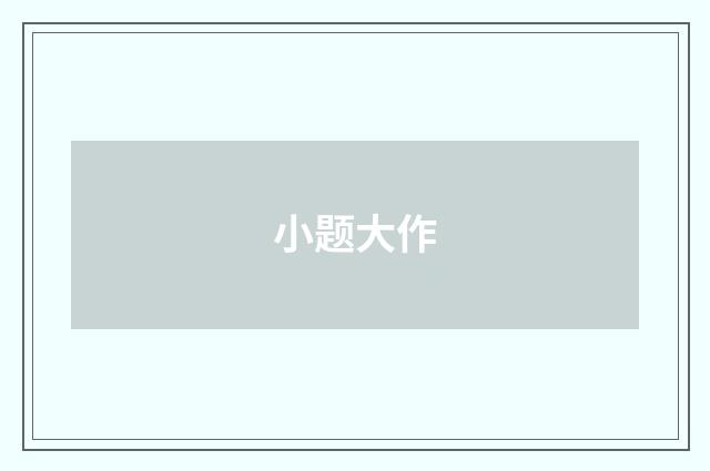 小题大作