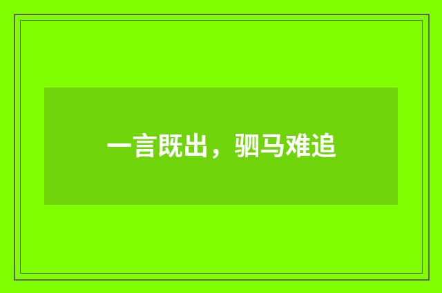 一言既出,驷马难追