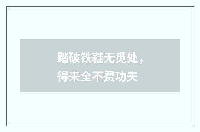 踏破铁鞋无觅处,得来全不费功夫