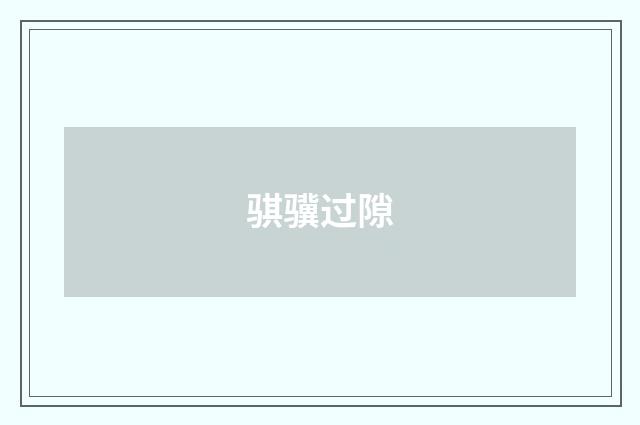 骐骥过隙