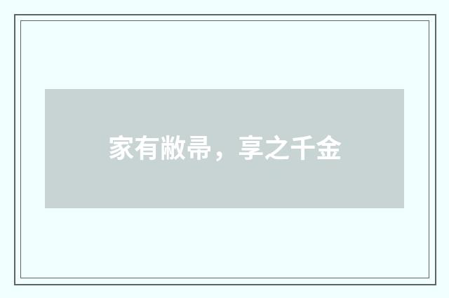 家有敝帚,享之千金