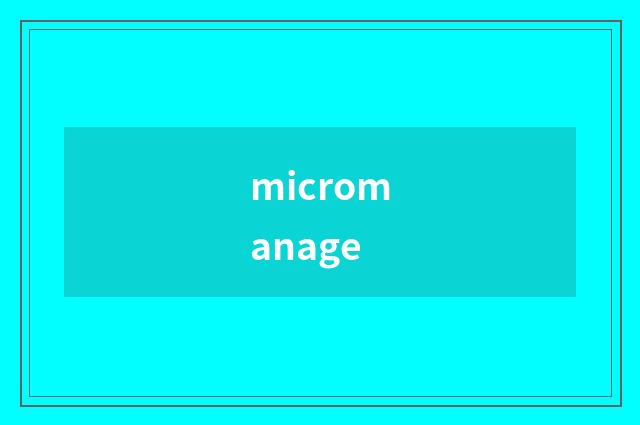 micromanage