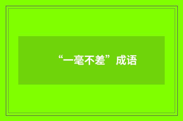 “一毫不差”成语