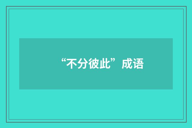 “不分彼此”成语