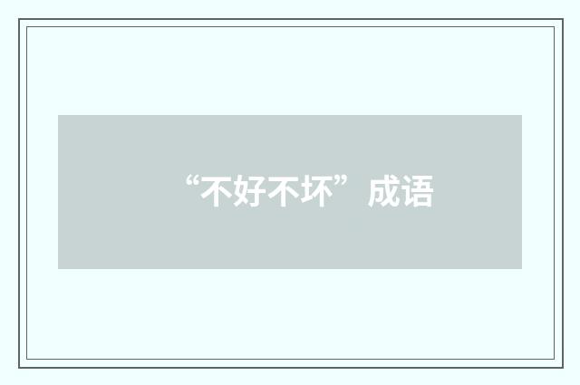 “不好不坏”成语