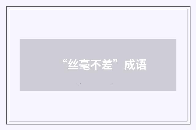 “丝毫不差”成语