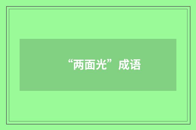 “两面光”成语