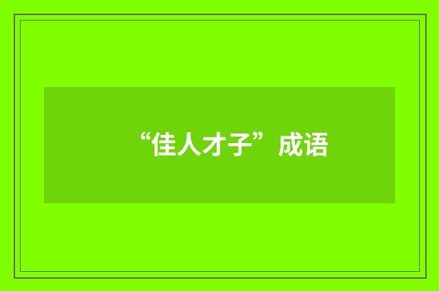 “佳人才子”成语