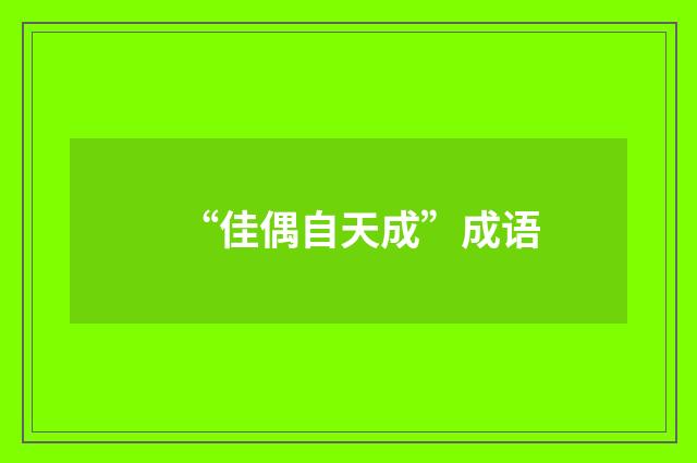 “佳偶自天成”成语