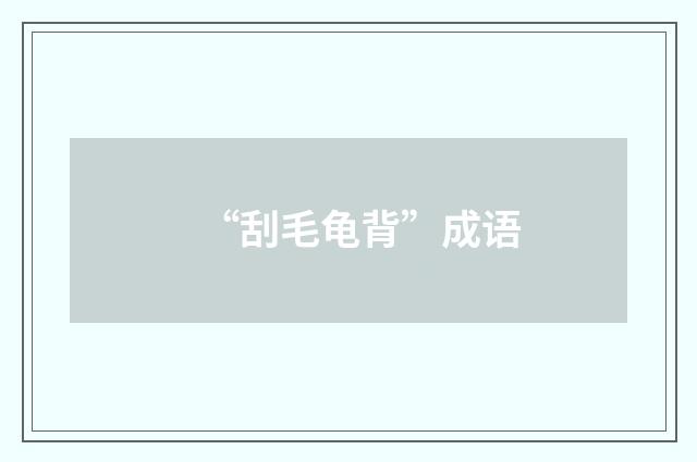 “刮毛龟背”成语