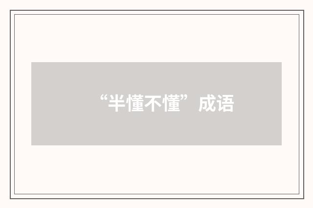 “半懂不懂”成语