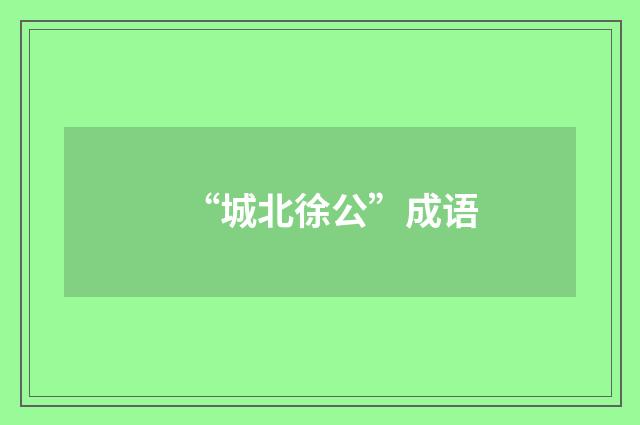 “城北徐公”成语