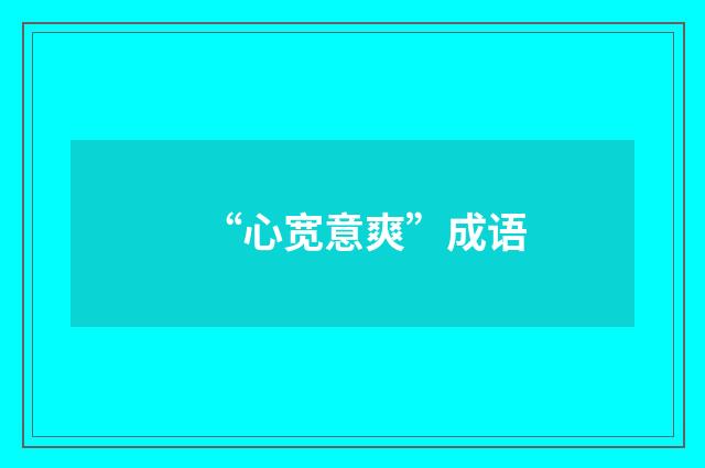 “心宽意爽”成语
