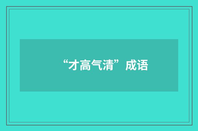 “才高气清”成语